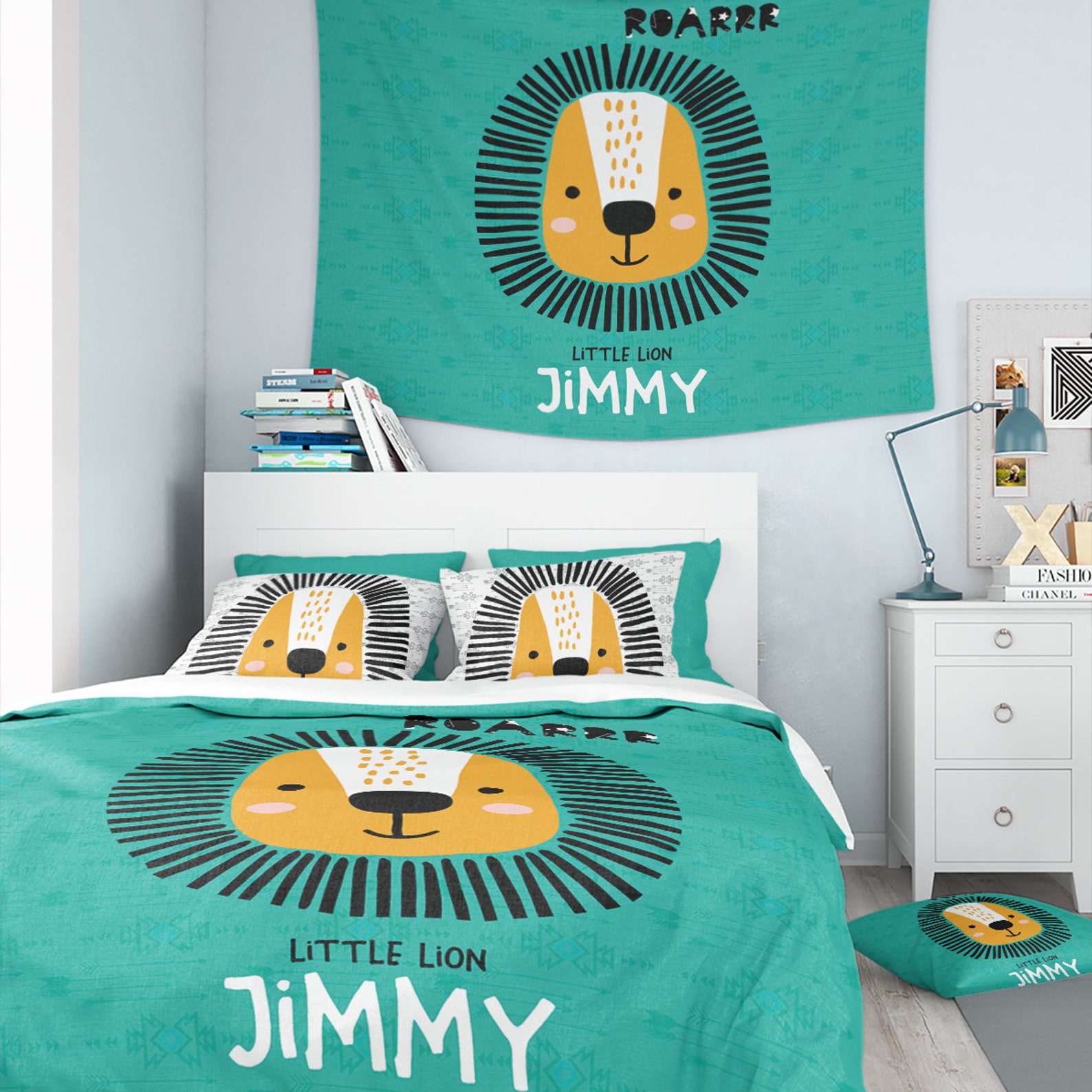 Lion Kids Bedding Lion Bedding Personalized Kids Bedding Etsy