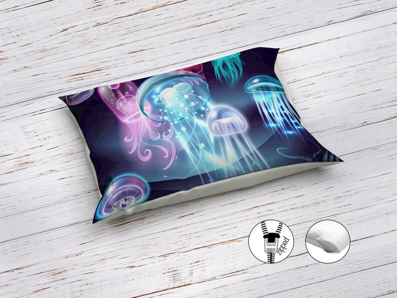 Jellyfish Bedding Neon Jellyfish Bedding Sea Bedding Ocean Etsy