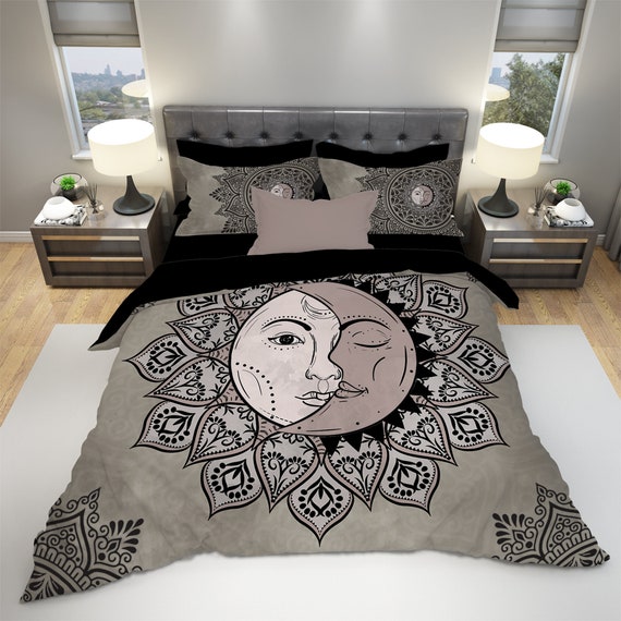 Queen Mandala Bedding Set Mandala Duvet Cover Set Beige Etsy