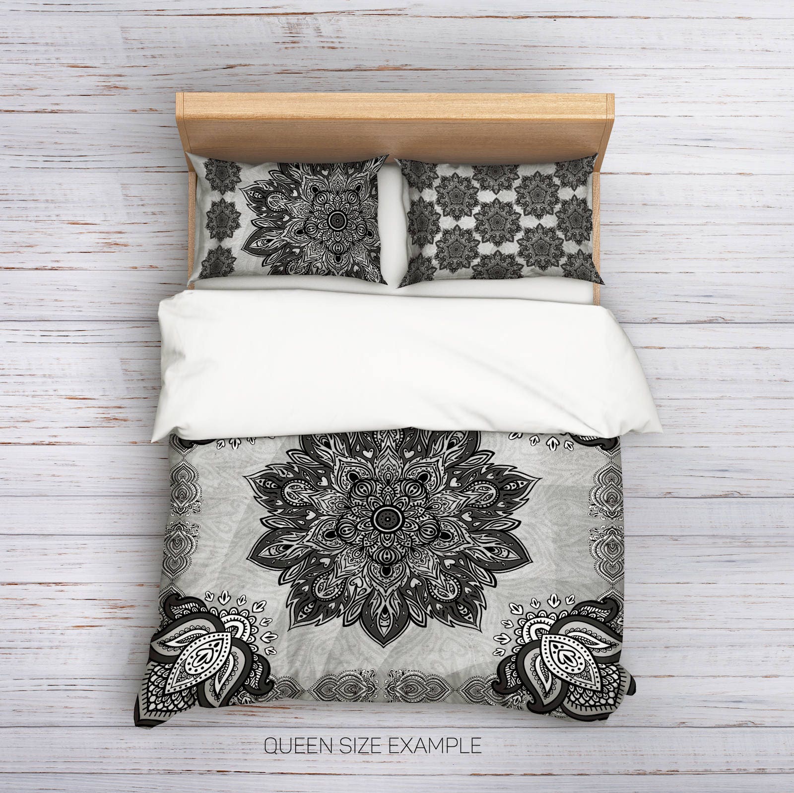 Gray Mandala Bedding Lotos Flower bedding set Sacred Mandala