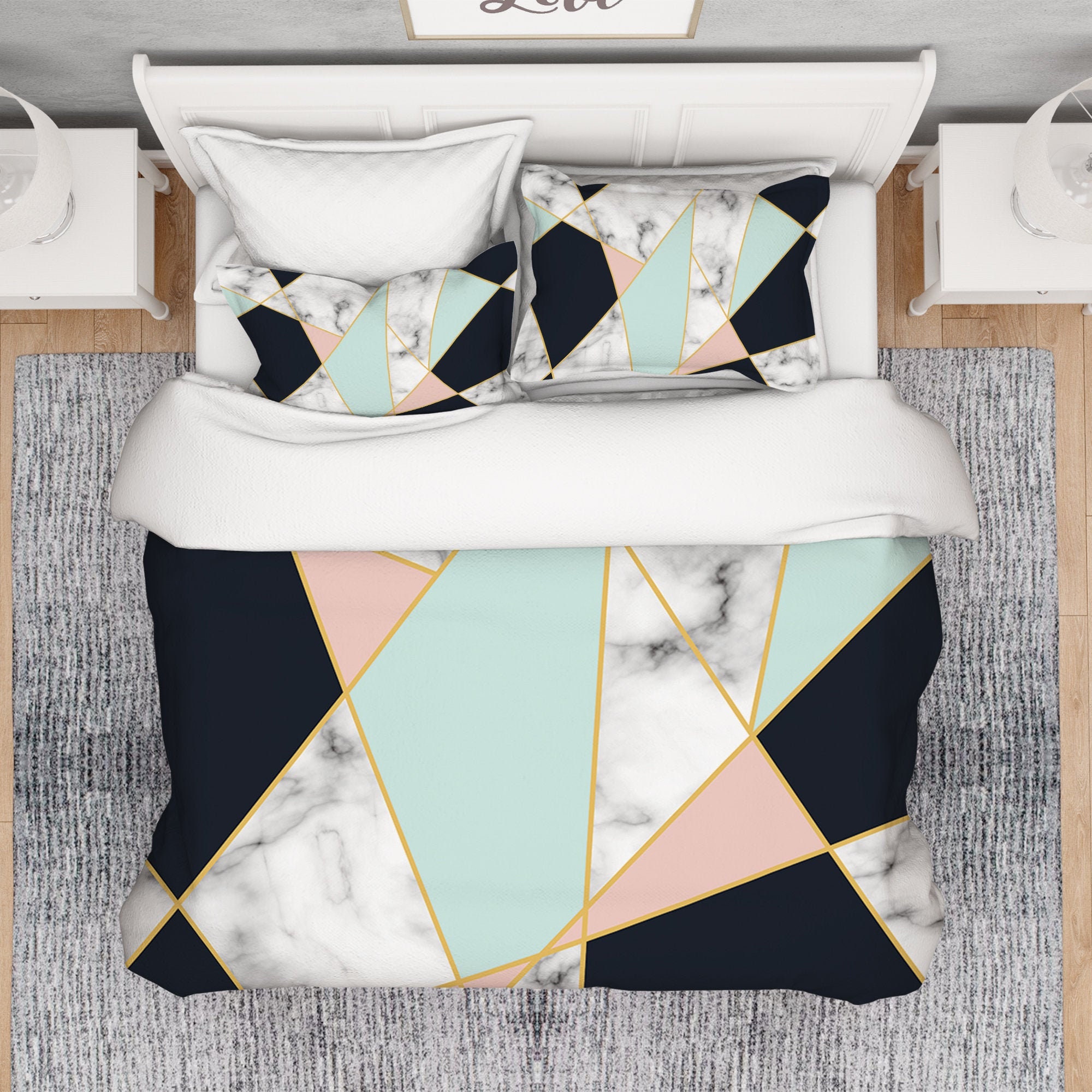 Marble Comforter Modern Comforter Set Geometric Comforter Etsy