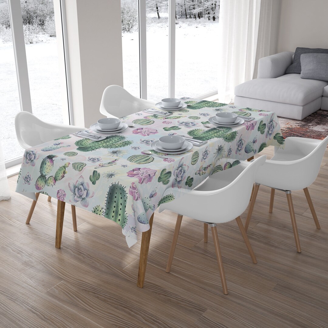 Cactus Tablecloth Succulent Tablecloth Tablecloth Rectangle Etsy