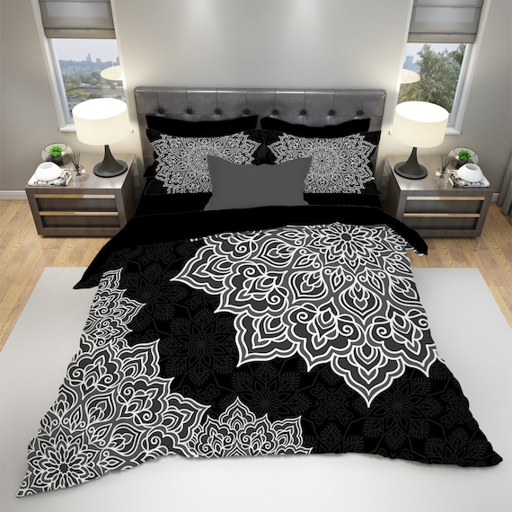 Mandala Bedding Black And White Mandala Bedding Mandala Etsy