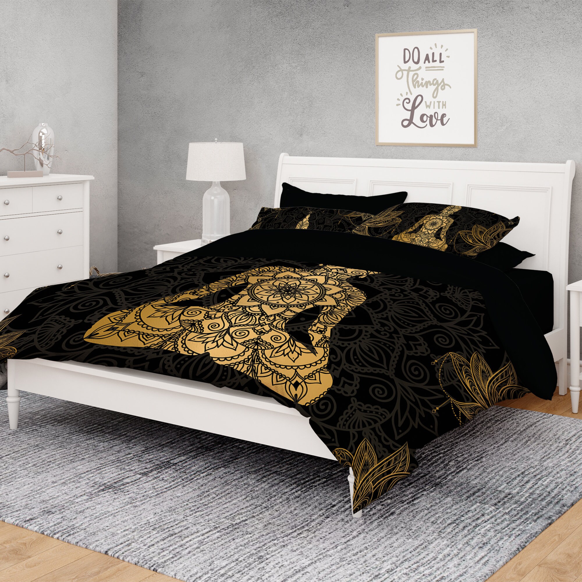 Gold Buddha Comforter Bohemian Comforter Queen Comofrter Etsy