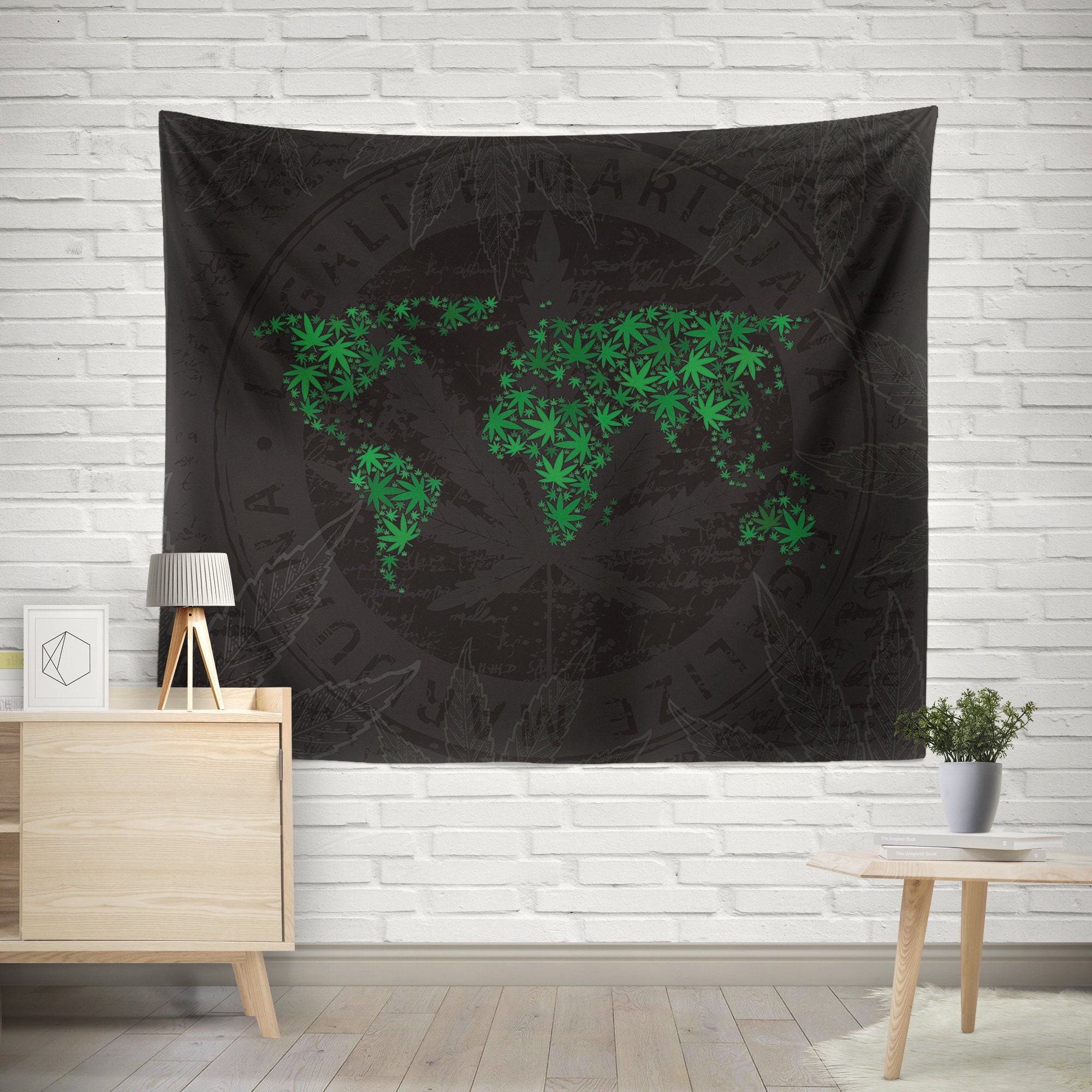 Grey Map Tapestry Etsy