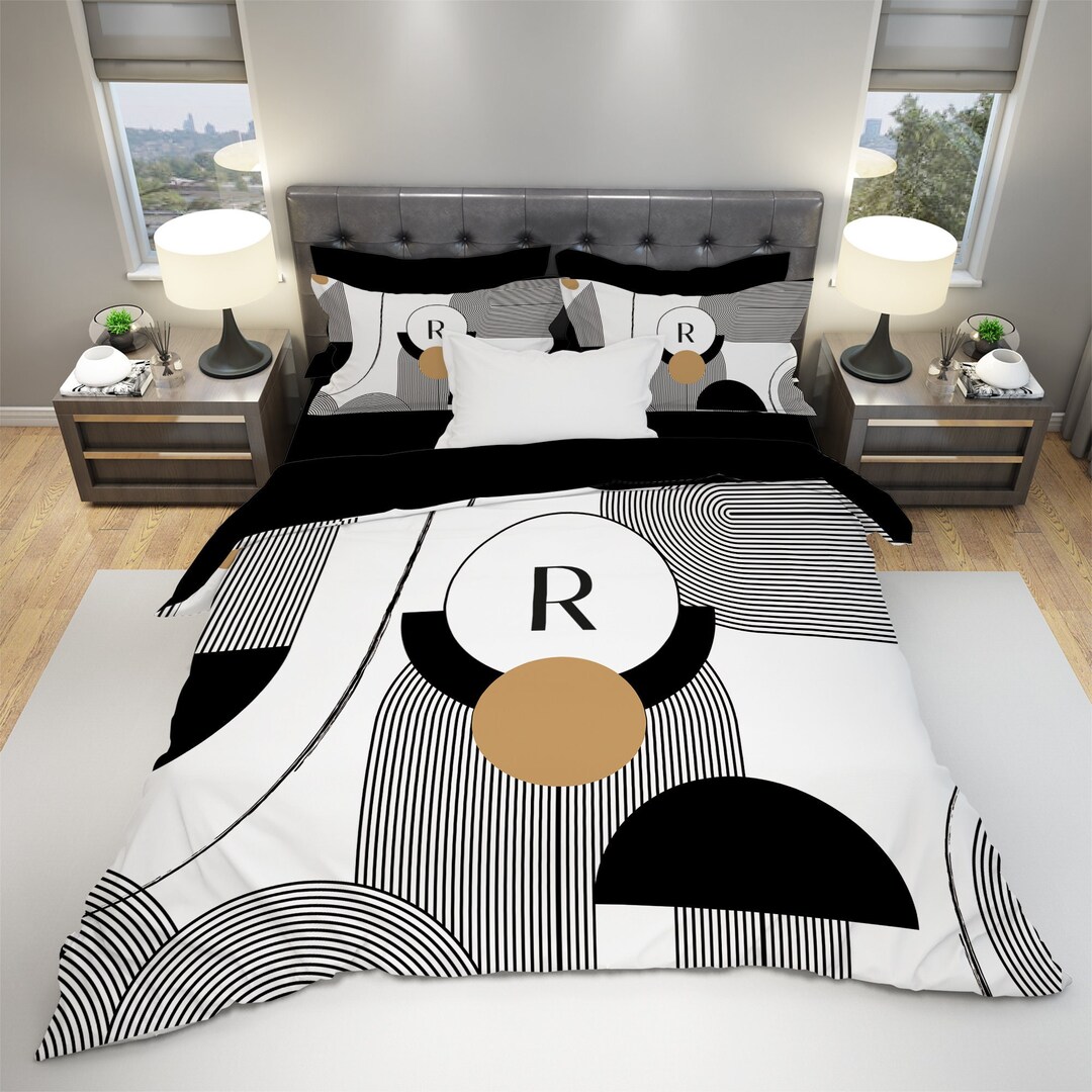 Custom Bedding Set, Mid Century Bedding, Geometric Bedding, Minimal