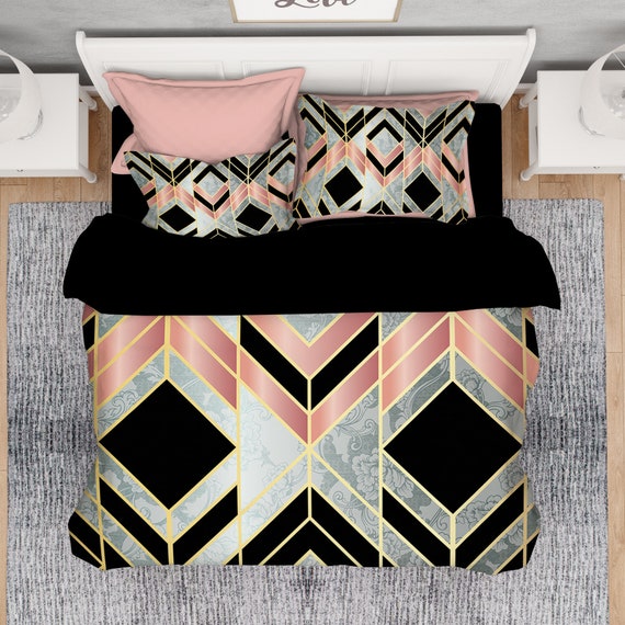 Modern Comforter Set Geometric Comforter Queen Comforter Etsy