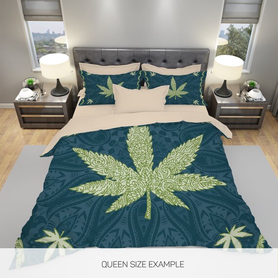 Bedding Duvet Cover Weed Set Bedding Duvet Cover, Pot Leaf Bed Set Queen