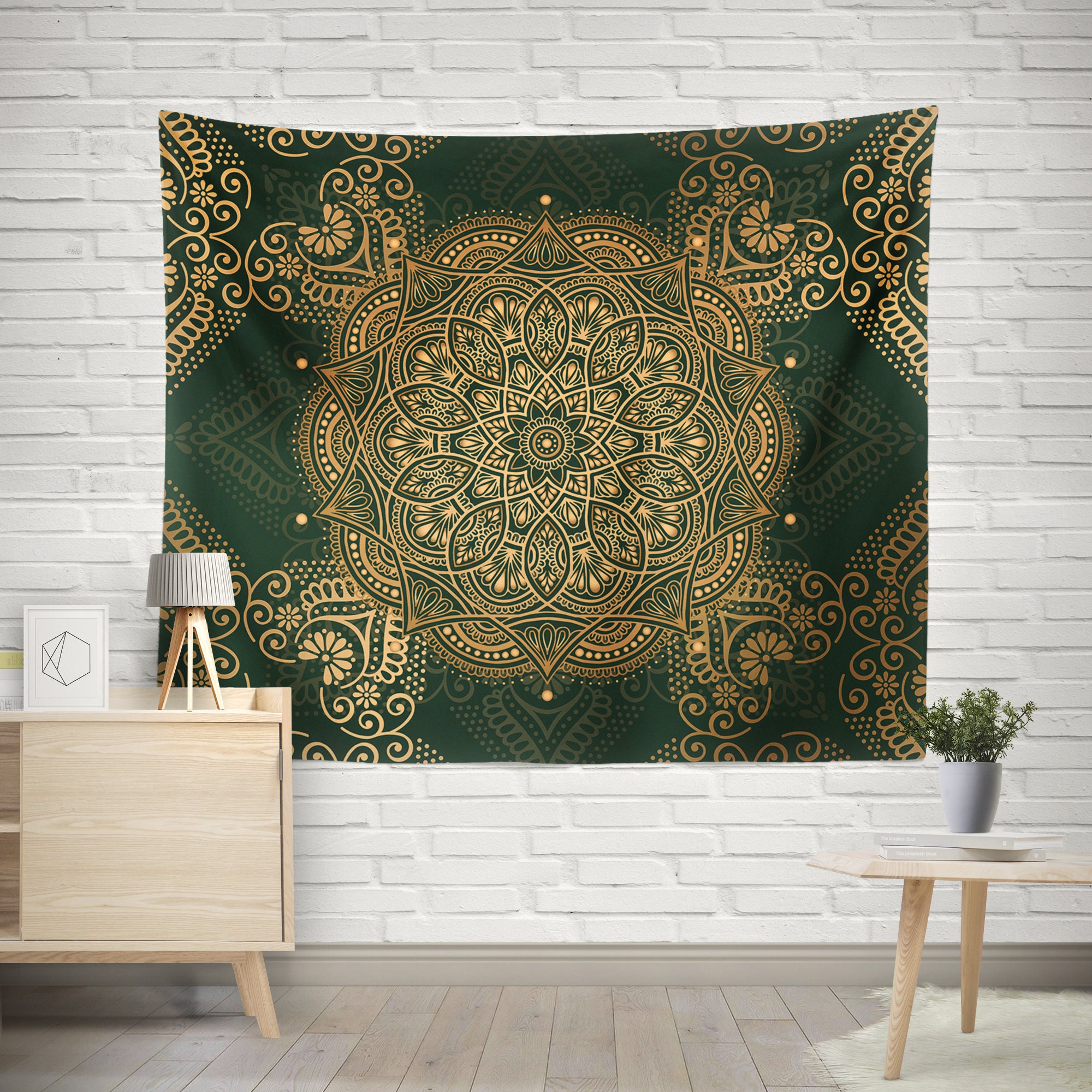 Green and gold tapestry hotsell