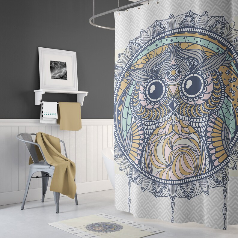 Owl Bath Mat Bath Mat Set Boho Bath Mat Bathroom Decor Etsy