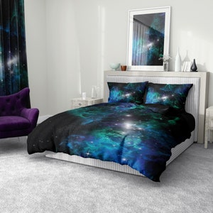 Black And Blue Galaxy Comforter, Galaxy Comforter, Nebula Comforter, Galactic Comforter, Boy Galaxy Room, Boy Twin Comforter