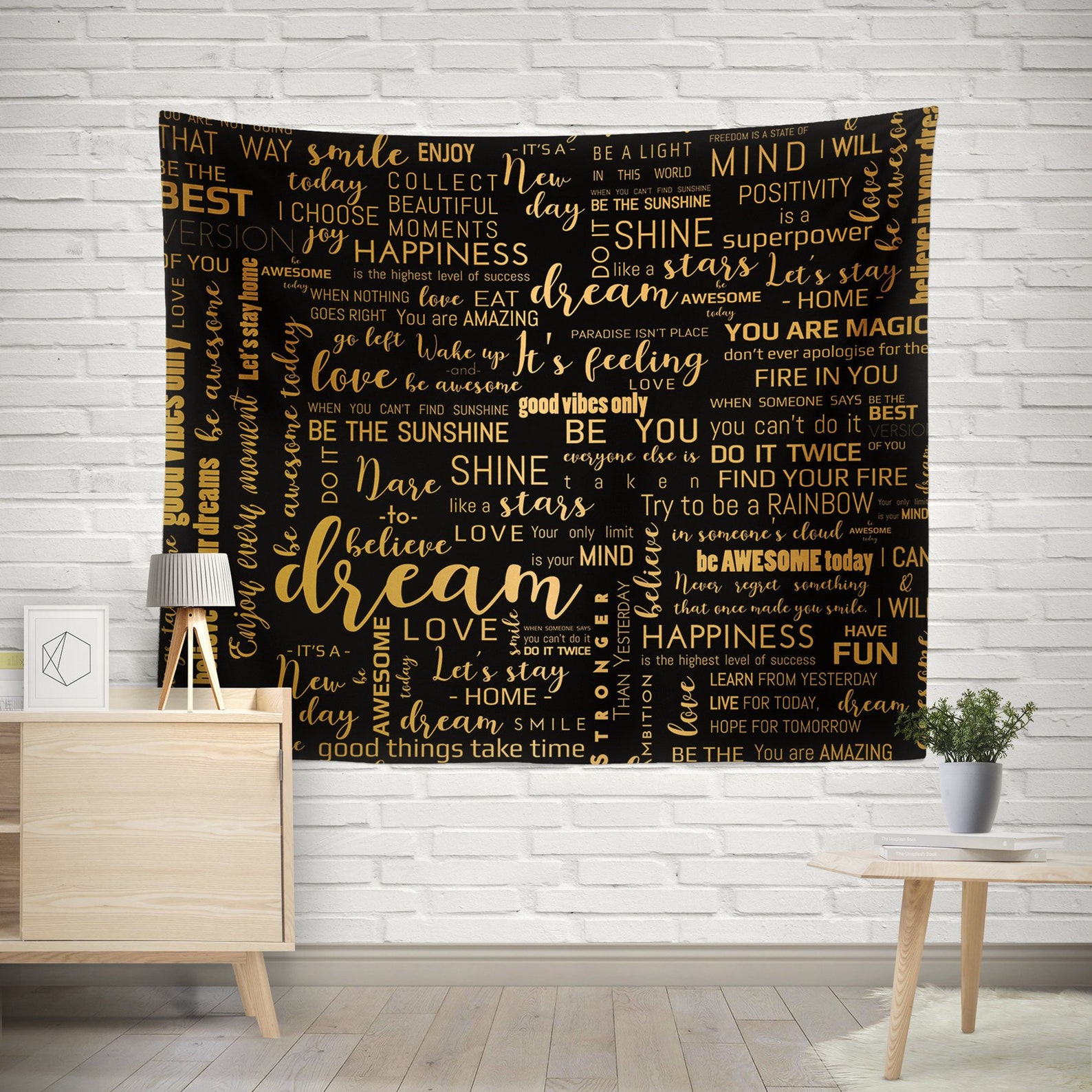 Quotes Tapestry Positive Wall Hanging Modern Tapestry Art Etsy