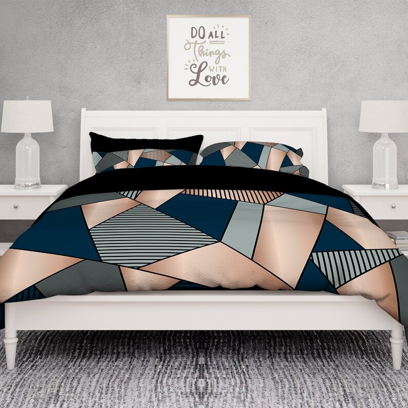 Modern Comforter Set Geometric Comforter Queen Comforter Etsy