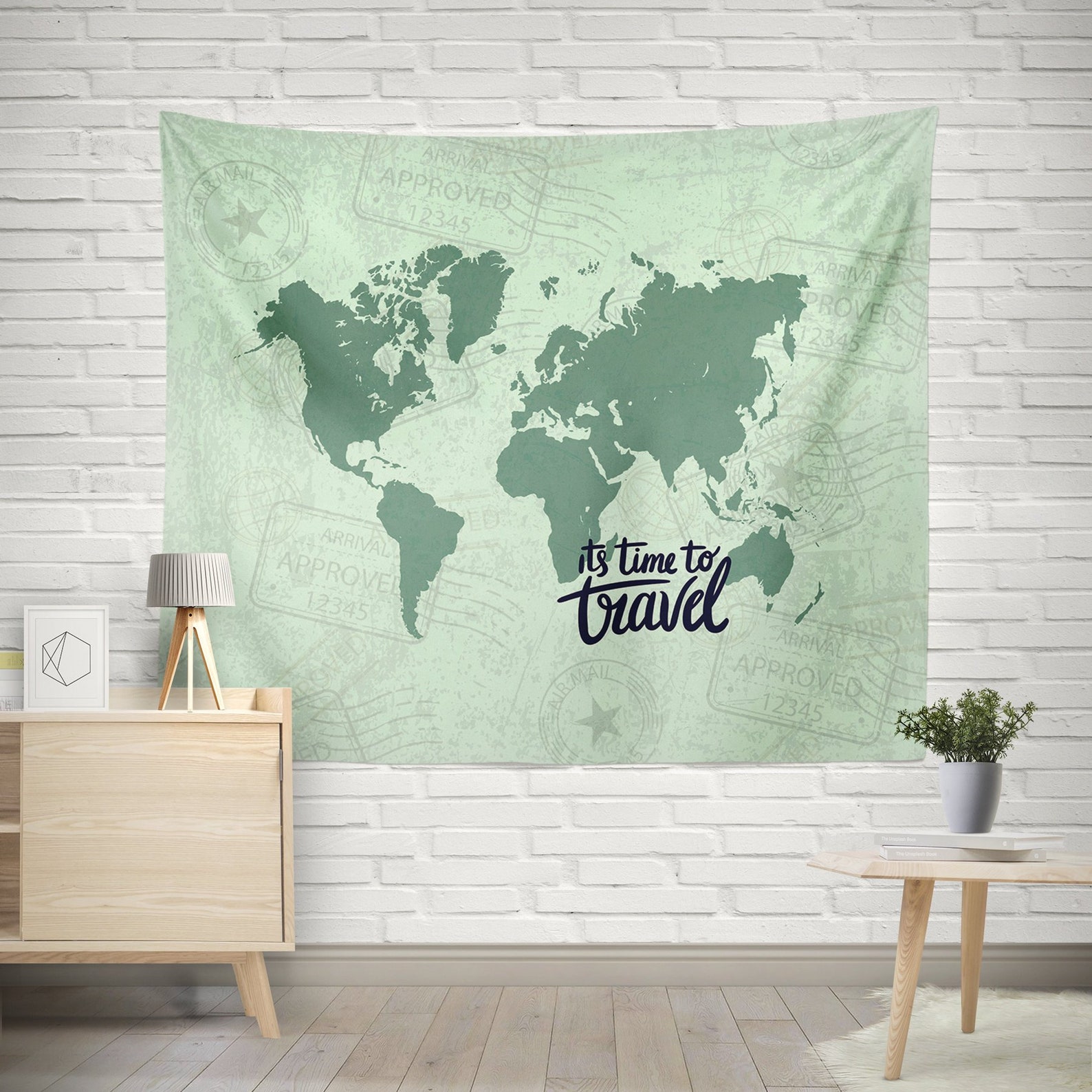 world map tapestry travel