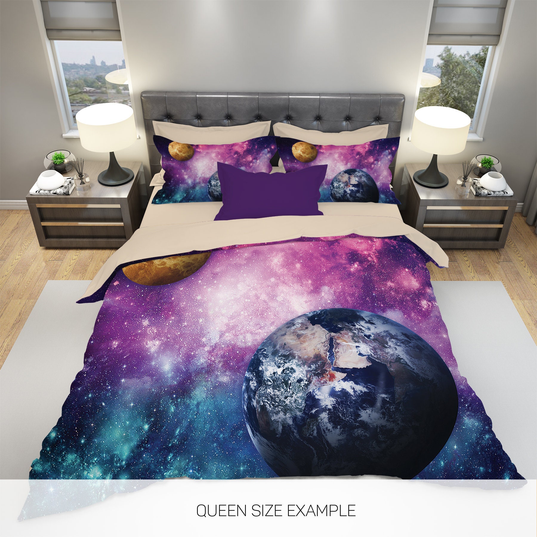 Galaxy Bedding Set Nebula Galaxy Bedding Galaxy Duvet Cover Etsy