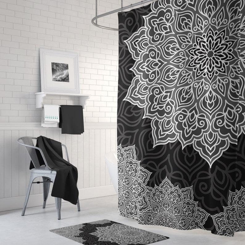 Black And White Bath Mat Bath Mat Set Hippie Bath Mat Etsy