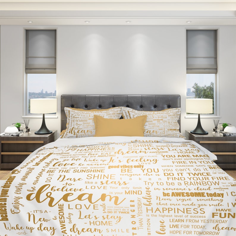 Quotes Bedding Sign Bedding Positive Quotes Bedding Modern Etsy