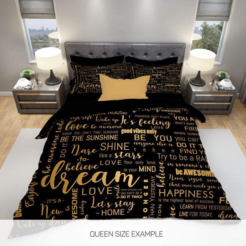 Quotes Bedding Sign Bedding Positive Quotes Bedding Modern Etsy