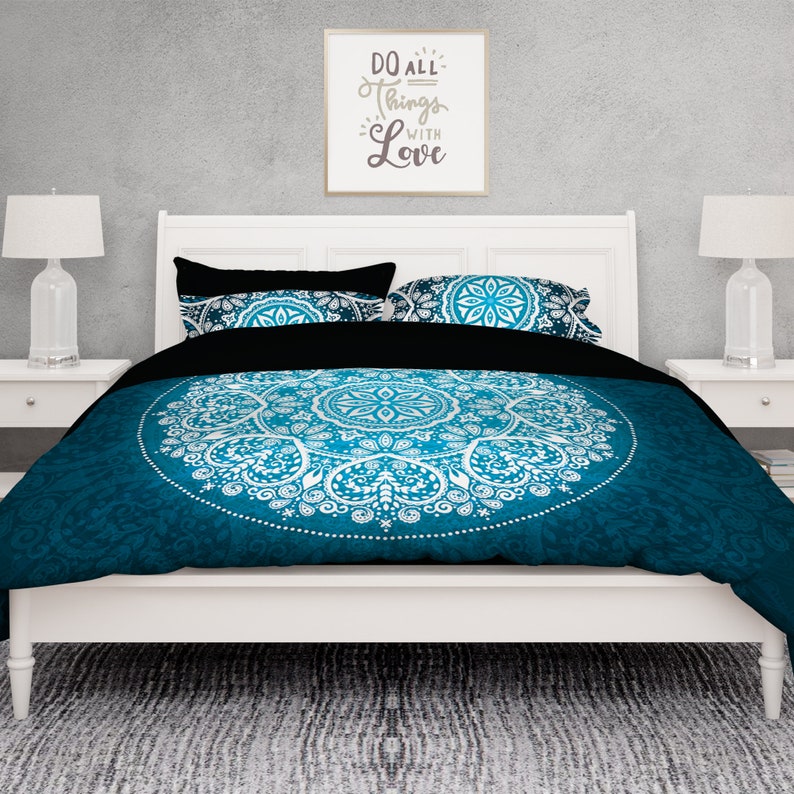 Bohemian Comforter Boho Comforter Mandala Comforter Blue Etsy