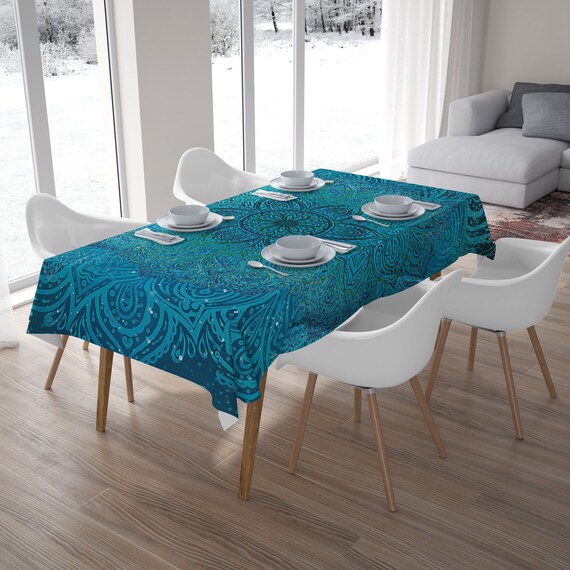Blue Mandala Tablecloth Mandala Tablecloth Dining Tablecloth Custom Size Tablecloth Round Tablecloth Housewarming Gift Gift for Mom Etsy Canada