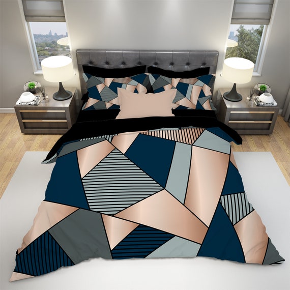 Geometric Bedding Modern Bedding Luxury Bedding Art Etsy
