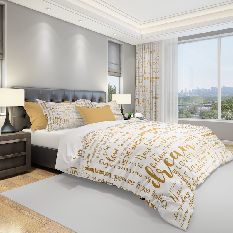 Quotes Bedding Sign Bedding Positive Quotes Bedding Modern Etsy