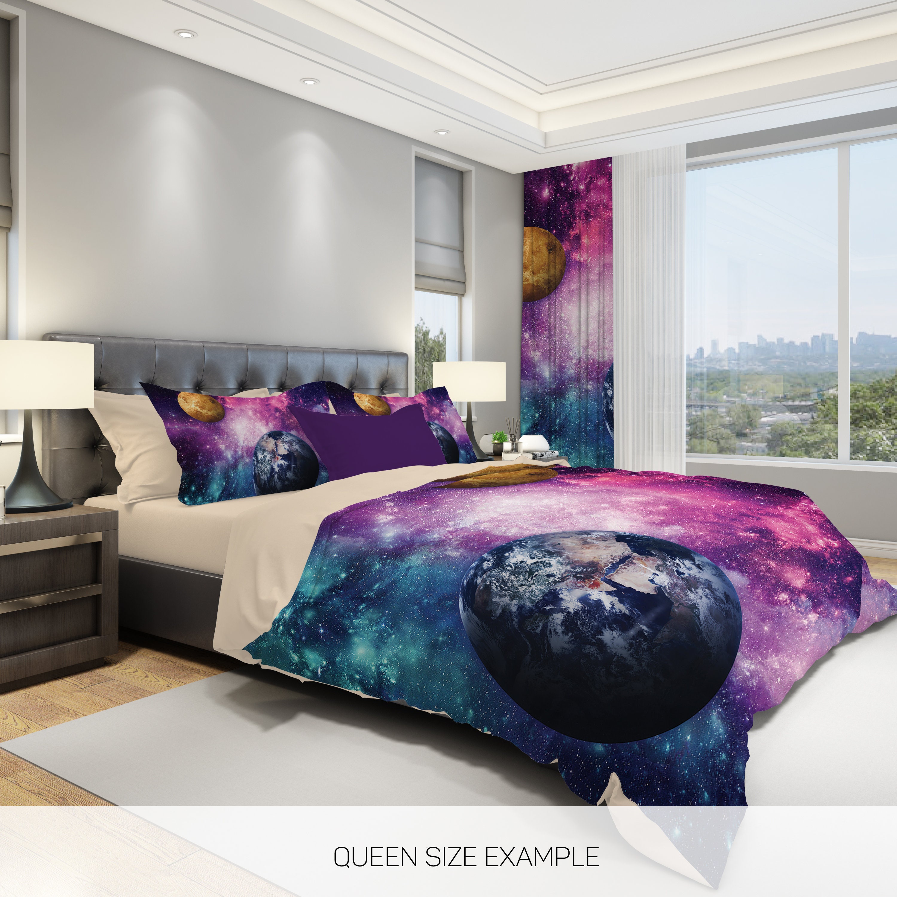 Galaxy Bedding Set Nebula Galaxy Bedding Galaxy Duvet Cover Etsy