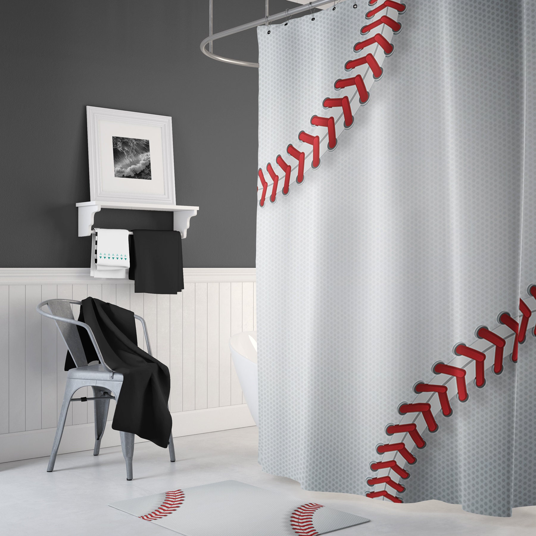 Baseball Bath Mat Sport Bath Mat Set Bath Mats Bathroom Etsy