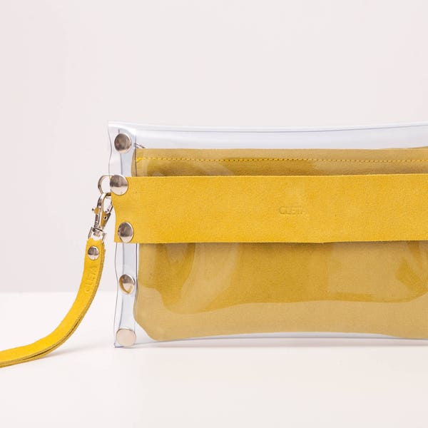 Leather & Vinyl Clutch Bag