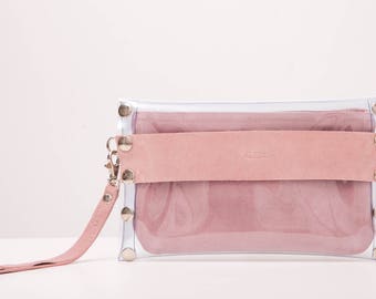 Leder & Lack Clutch Tasche