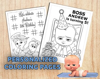 Boss Baby Party Activity Coloring Pages / Boss Baby Birthday / Boss Baby Personalized / Printable / Digital PDF