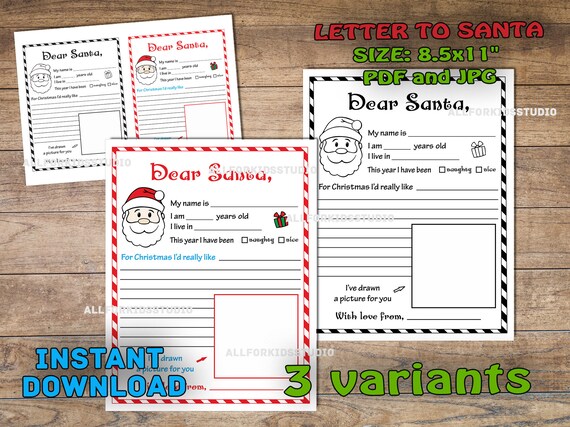 Christmas Letter to Santa Claus Kids notes Holiday Classroom