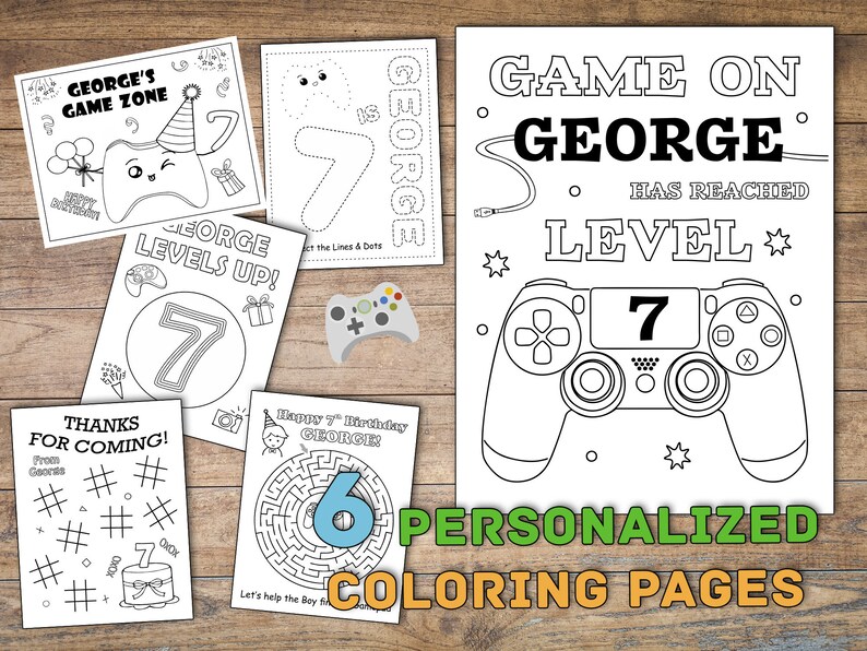Video Game Birthday Party Coloring Pages Perfect for Birthday | Etsy