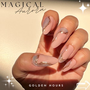 Magical Aurora Collection- Golden Hours | Press On Nails | Fake Nails | False Nails | Glue On Nails | Bridal Nails | The Nailest