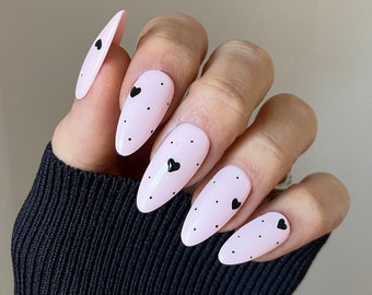 ¡Te amo! / Día de San Valentín / Uñas postizas mixtas con forma de corazón rosa / Cualquier forma / Uñas postizas / Uñas postizas / Uñas adhesivas