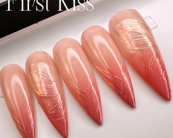 LOVE EDIT - Set di unghie finte First Kiss Brushstroke / Unghie finte / Qualsiasi forma / Unghie finte / Unghie da incollare