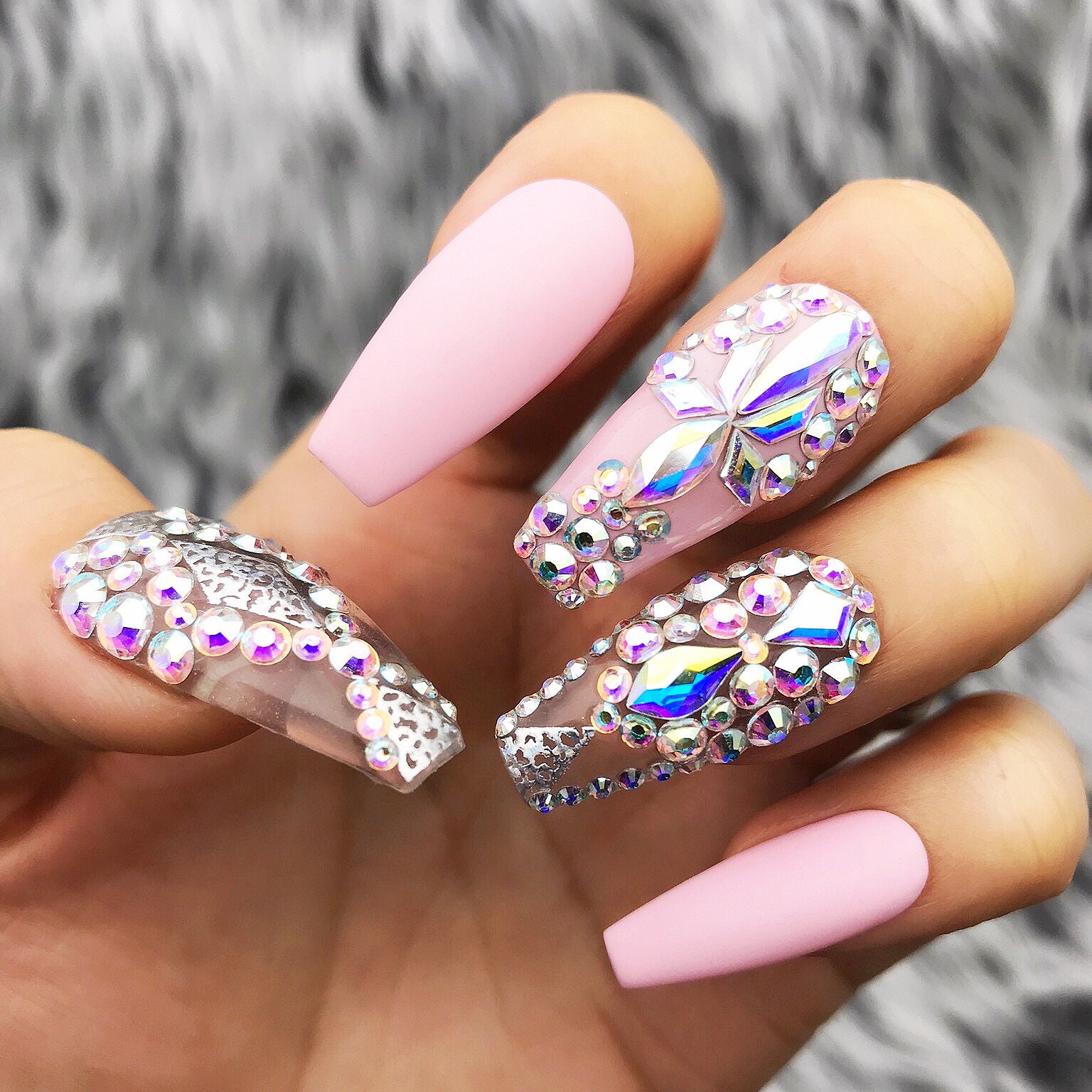 Rhinestone Fake Nails, False Nails Bling Wedding Press On Nails With D –  ChicSew