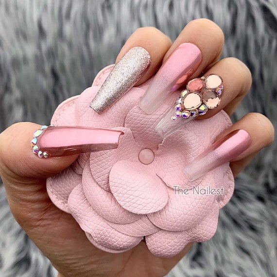 Ros All Day- Rose Gold Chrome Press On Nails | Any Shape | Fake Nails |  False Nails | Glue On Nailes