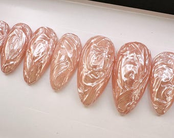 Rose Oasis Chrome| Press On Nails | Any Shape | Fake Nails | False Nails | Glue On Nails