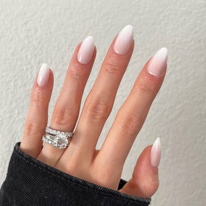 Instant Luxury Acrylic Press On Nails- Blush Ombre | Short Almond | Fake Nails | False Nails | Glue On Nails