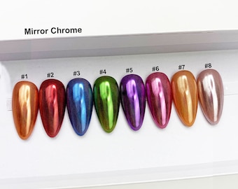 Shiny Mirror Chrome Press On Nails | Choose from 8 Colors | Any Shape | Fake Nails | False Nails | Glue On Nails | Holiday Nails