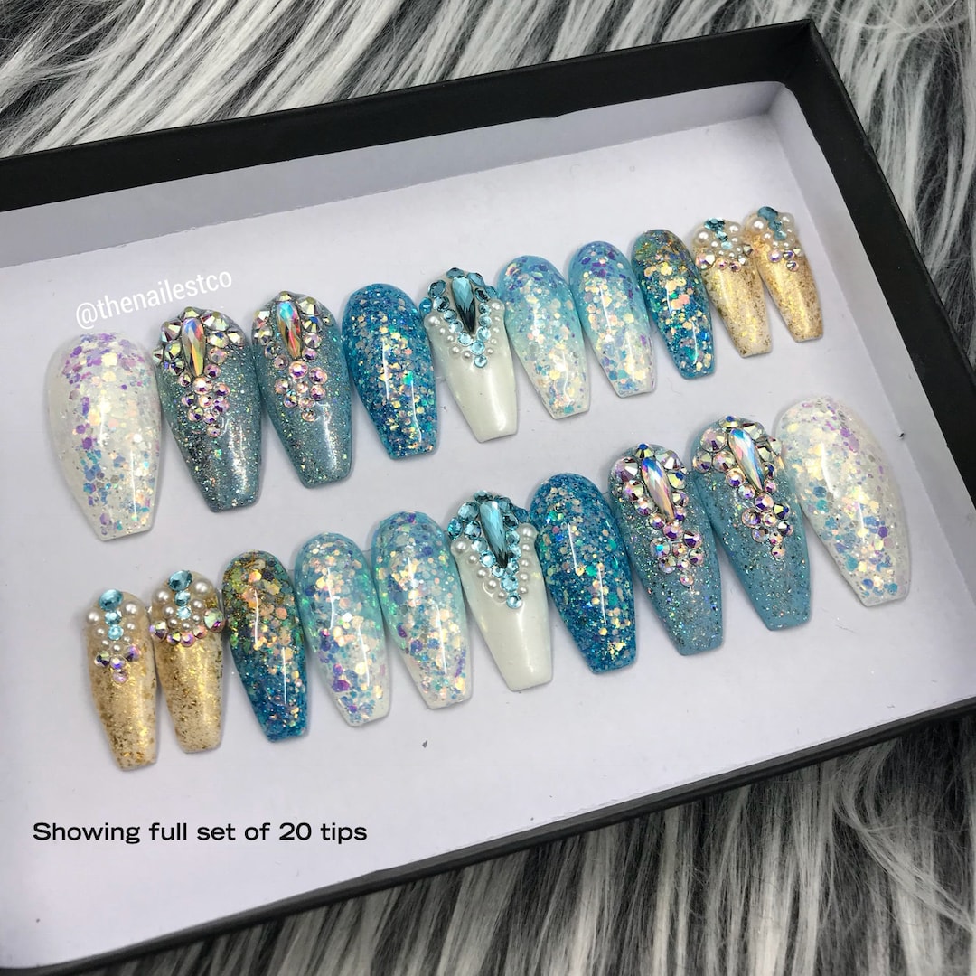 Light Blue Fairy Dust Nails That Shine
