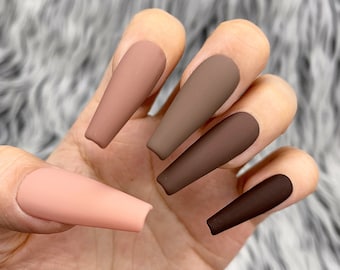 Earthy Tone Premium Quality Gel Solid Multiplayer / Matte / False Nails / Fake Nails / Press On Nails / Glue On Nails / Custom Shapes