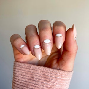 Instant Luxury Acrylic Press On Nails - Half Moon Babe / Short Almond / Fake Nails / False Nails / Glue On Nails