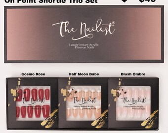 Gift Box 3 Set Combo *On Point Shortie Trio* Short Length Instant Luxury Acrylic Press On Nails | Fake Nails | False Nails | Glue On Nails