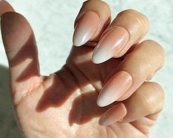 BOOM Ombre Baby Boomer Cromo Lucido - Set ciambelle glassate / Press On Nails / Qualsiasi forma / Unghie finte / Unghie finte / Colla su unghie / Chiodo da sposa