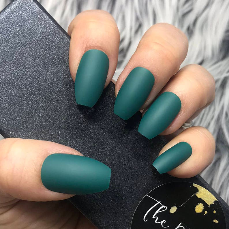Ready To Ship Teal Solid Matte Finish Coffin Shape Press Etsy