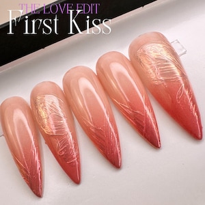 Handmade- LOVE EDIT- First Kiss Brushstroke | Press On Nails | Any Shape | Fake Nails | False Nails | Glue On Nails