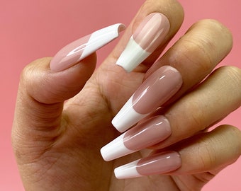 Classic Timeless White French Tip Press On Nails | Any Shape | Fake Nails | False Nails | Glue On Nails