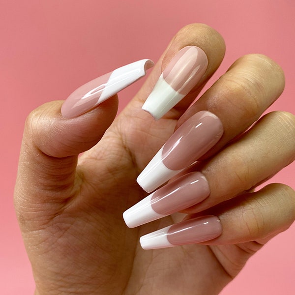 Classic Timeless White French Tip Press On Nails | Any Shape | Fake Nails | False Nails | Glue On Nails